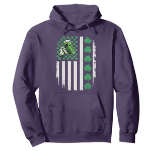 Irish Patriotic USA Flag With Shamrocks Gift Hoodie TS12 Purple Print Your Wear