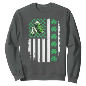 Irish Patriotic USA Flag With Shamrocks Gift Sweatshirt TS12 Dark Heather Print Your Wear