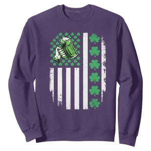 Irish Patriotic USA Flag With Shamrocks Gift Sweatshirt TS12 Purple Print Your Wear