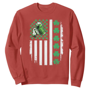 Irish Patriotic USA Flag With Shamrocks Gift Sweatshirt TS12 Red Print Your Wear