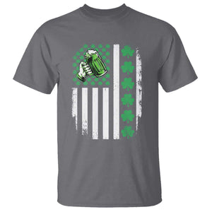 Irish Patriotic USA Flag With Shamrocks Gift T Shirt TS12 Charcoal Print Your Wear