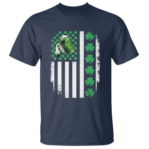 Irish Patriotic USA Flag With Shamrocks Gift T Shirt TS12 Navy Print Your Wear