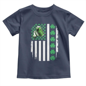 Irish Patriotic USA Flag With Shamrocks Gift Toddler T Shirt TS12 Navy Print Your Wear