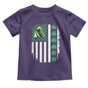 Irish Patriotic USA Flag With Shamrocks Gift Toddler T Shirt TS12 Purple Print Your Wear