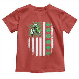 Irish Patriotic USA Flag With Shamrocks Gift Toddler T Shirt TS12 Red Print Your Wear