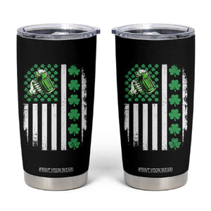 Irish Patriotic USA Flag With Shamrocks Gift Tumbler Cup TS12 Black Print Your Wear