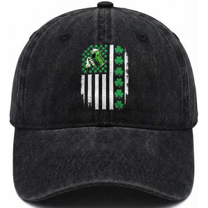 Irish Patriotic USA Flag With Shamrocks Gift Washed Cotton Baseball Cap TS12 Print Your Wear