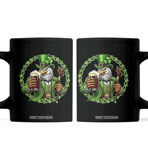 Irish Patriotic Eagle Leprechaun Coffee Mug St Patricks Day Gift TS12 Black Print Your Wear