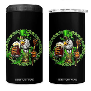 Irish Patriotic Eagle Leprechaun 4 in 1 Can Cooler Tumbler St Patricks Day Gift TS12 One Size: 16 oz Black Print Your Wear