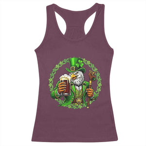 Irish Patriotic Eagle Leprechaun Racerback Tank Top St Patricks Day Gift TS12 Maroon Print Your Wear