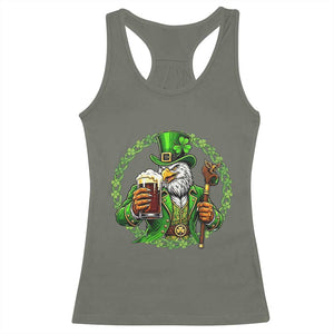 Irish Patriotic Eagle Leprechaun Racerback Tank Top St Patricks Day Gift TS12 Military Green Print Your Wear