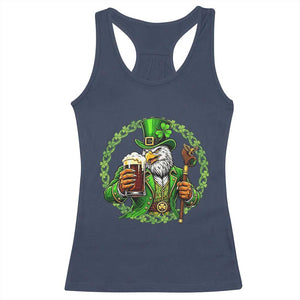 Irish Patriotic Eagle Leprechaun Racerback Tank Top St Patricks Day Gift TS12 Navy Print Your Wear