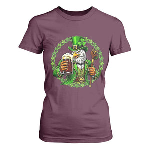 Irish Patriotic Eagle Leprechaun T Shirt For Women St Patricks Day Gift TS12 Maroon Print Your Wear