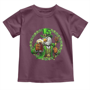Irish Patriotic Eagle Leprechaun Toddler T Shirt St Patricks Day Gift TS12 Maroon Print Your Wear