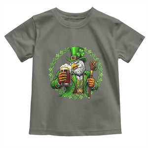 Irish Patriotic Eagle Leprechaun Toddler T Shirt St Patricks Day Gift TS12 Military Green Print Your Wear