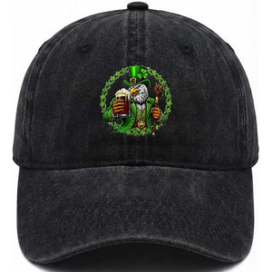 Irish Patriotic Eagle Leprechaun Washed Cotton Baseball Cap St Patricks Day Gift TS12 Print Your Wear