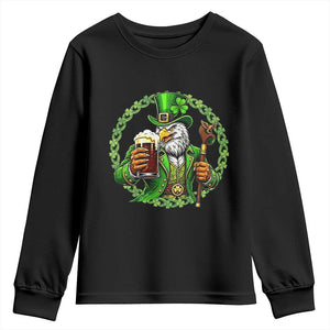 Irish Patriotic Eagle Leprechaun Youth Sweatshirt St Patricks Day Gift TS12 Black Print Your Wear