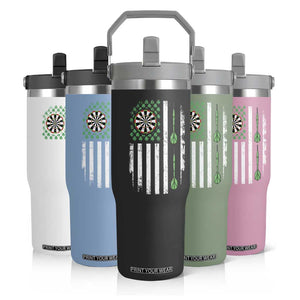 Irish American Darts Shamrock Flag Gift Flip Straw Tumbler TS12 Print Your Wear