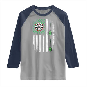 Irish American Darts Shamrock Flag Gift Raglan Shirt TS12 Sport Gray Navy Print Your Wear