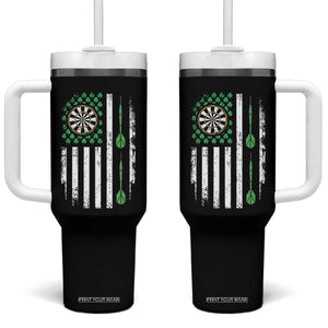 Irish American Darts Shamrock Flag Gift Tumbler With Handle TS12 One Size: 40 oz Black Print Your Wear