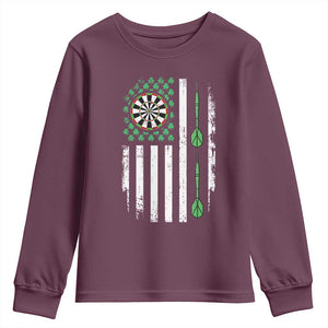 Irish American Darts Shamrock Flag Gift Youth Sweatshirt TS12 Maroon Print Your Wear