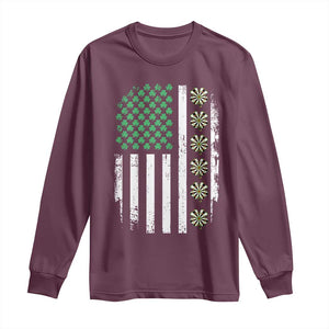 Vintage Shamrock Lucky Darts Long Sleeve Shirt St Patricks Day Gift TS12 Maroon Print Your Wear