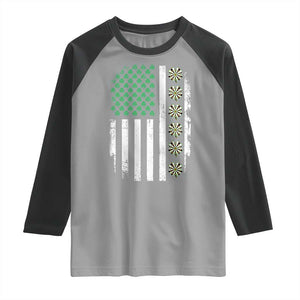 Vintage Shamrock Lucky Darts Raglan Shirt St Patricks Day Gift TS12 Sport Gray Black Print Your Wear