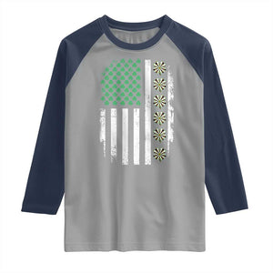 Vintage Shamrock Lucky Darts Raglan Shirt St Patricks Day Gift TS12 Sport Gray Navy Print Your Wear