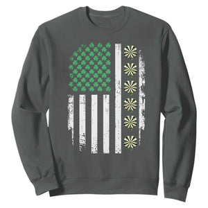 Vintage Shamrock Lucky Darts Sweatshirt St Patricks Day Gift TS12 Dark Heather Print Your Wear