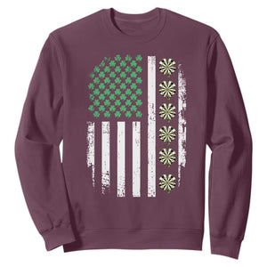 Vintage Shamrock Lucky Darts Sweatshirt St Patricks Day Gift TS12 Maroon Print Your Wear