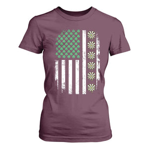 Vintage Shamrock Lucky Darts T Shirt For Women St Patricks Day Gift TS12 Maroon Print Your Wear