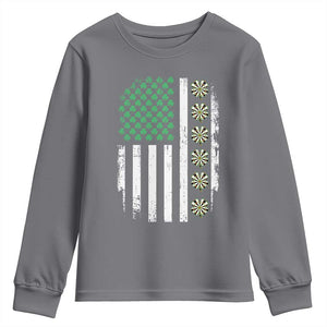 Vintage Shamrock Lucky Darts Youth Sweatshirt St Patricks Day Gift TS12 Charcoal Print Your Wear