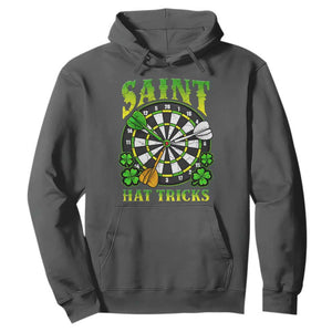 Funny Darts St Patricks Day Gift Hoodie Saint Hat Tricks TS12 Dark Heather Print Your Wear