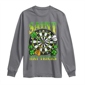 Funny Darts St Patricks Day Gift Long Sleeve Shirt Saint Hat Tricks TS12 Charcoal Print Your Wear