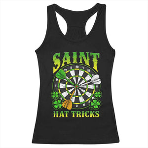 Funny Darts St Patricks Day Gift Racerback Tank Top Saint Hat Tricks TS12 Black Print Your Wear