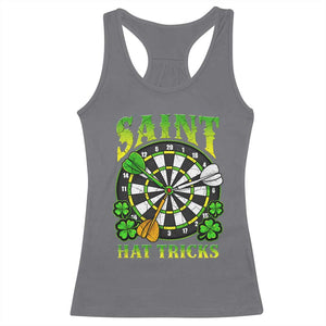 Funny Darts St Patricks Day Gift Racerback Tank Top Saint Hat Tricks TS12 Charcoal Print Your Wear