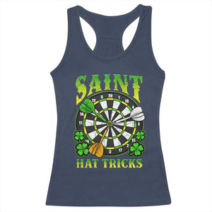 Funny Darts St Patricks Day Gift Racerback Tank Top Saint Hat Tricks TS12 Navy Print Your Wear