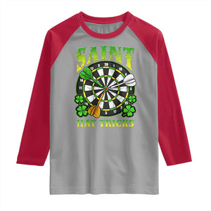 Funny Darts St Patricks Day Gift Raglan Shirt Saint Hat Tricks TS12 Sport Gray Red Print Your Wear
