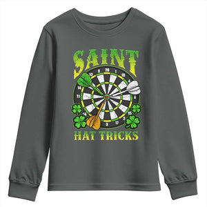 Funny Darts St Patricks Day Gift Youth Sweatshirt Saint Hat Tricks TS12 Dark Heather Print Your Wear