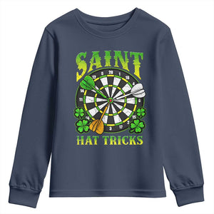 Funny Darts St Patricks Day Gift Youth Sweatshirt Saint Hat Tricks TS12 Navy Print Your Wear