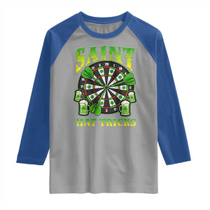 Saint Hat Tricks St Patricks Day Raglan Shirt Darts Player Gift TS12 Sport Gray Royal Print Your Wear