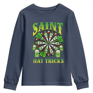 Saint Hat Tricks St Patricks Day Youth Sweatshirt Darts Player Gift TS12 Navy Print Your Wear