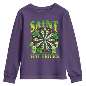 Saint Hat Tricks St Patricks Day Youth Sweatshirt Darts Player Gift TS12 Purple Print Your Wear