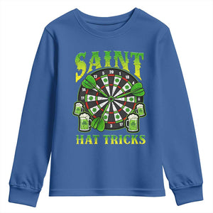 Saint Hat Tricks St Patricks Day Youth Sweatshirt Darts Player Gift TS12 Royal Blue Print Your Wear