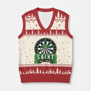 Saint Hat Tricks V-Neck Knit Sweater Vest St Patricks Day Dart Thrower Gift TS12 Beige Red Print Your Wear