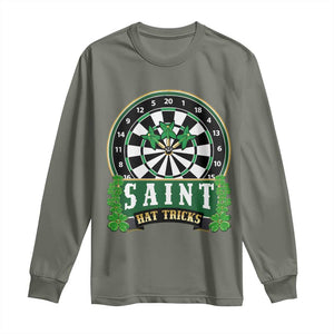Saint Hat Tricks Long Sleeve Shirt St Patricks Day Dart Thrower Gift TS12 Military Green Print Your Wear