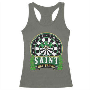 Saint Hat Tricks Racerback Tank Top St Patricks Day Dart Thrower Gift TS12 Military Green Print Your Wear