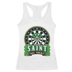 Saint Hat Tricks Racerback Tank Top St Patricks Day Dart Thrower Gift TS12 White Print Your Wear