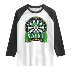 Saint Hat Tricks Raglan Shirt St Patricks Day Dart Thrower Gift TS12 White Black Print Your Wear