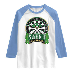 Saint Hat Tricks Raglan Shirt St Patricks Day Dart Thrower Gift TS12 White Carolina Blue Print Your Wear